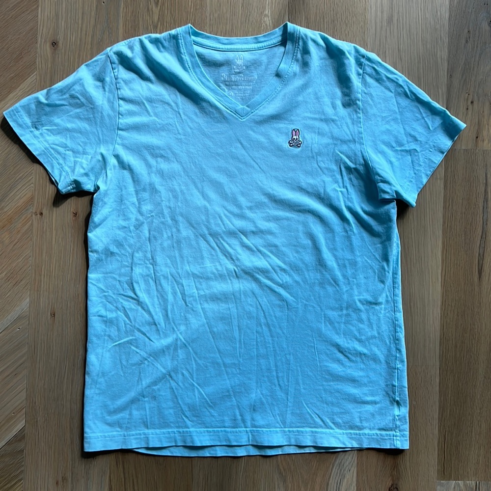 Men’s Psycho Bunny Classic V Neck Tee in Light Blue, Size Small